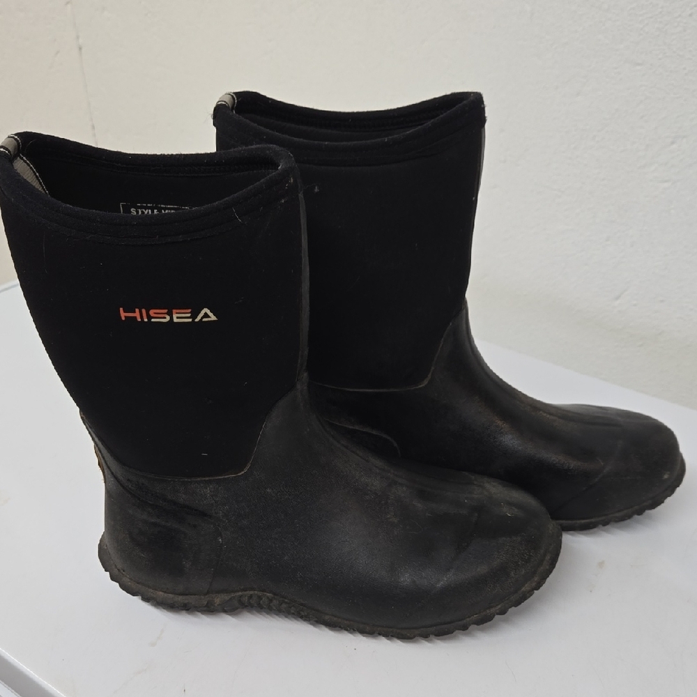 Hisea Black Neoprene Waterproof Boots Youth Size 7